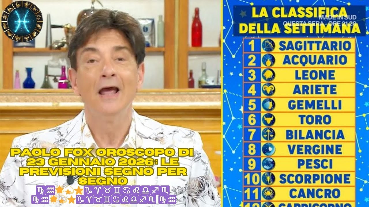 I Fatti vostri :Oroscopo Paolo Fox 23 gennaio 2026 &ndash; Le Previsioni Complete di Oggi  ♍♒🌟💫⭐♑♈♉♊♋♌♎♐