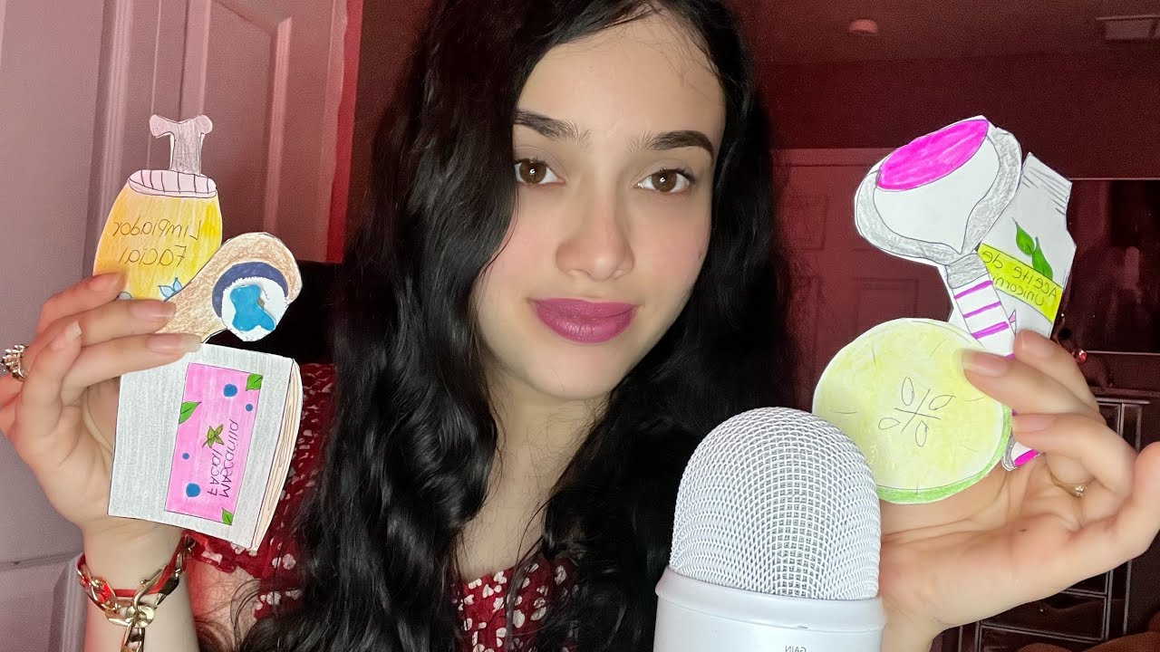 ASMR: ROLE-PLAY 🧖‍♀️ SPA / TRATAMIENTO FACIAL CON COSMÉTICOS DE PAPEL / ASMR PAPER COSMETICS