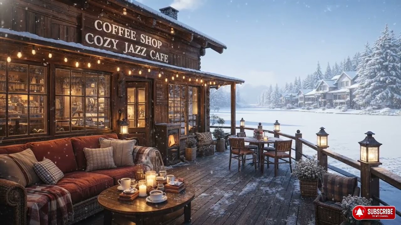 Cozy Jazz Cafe by the Lake ❄️ Winter Ambience for Work, Study & Relax...