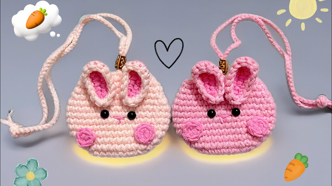 Hướng dẫn móc túi tỏi hình con thỏ | Móc túi tỏi cho bé | Crochet mini bunny bag