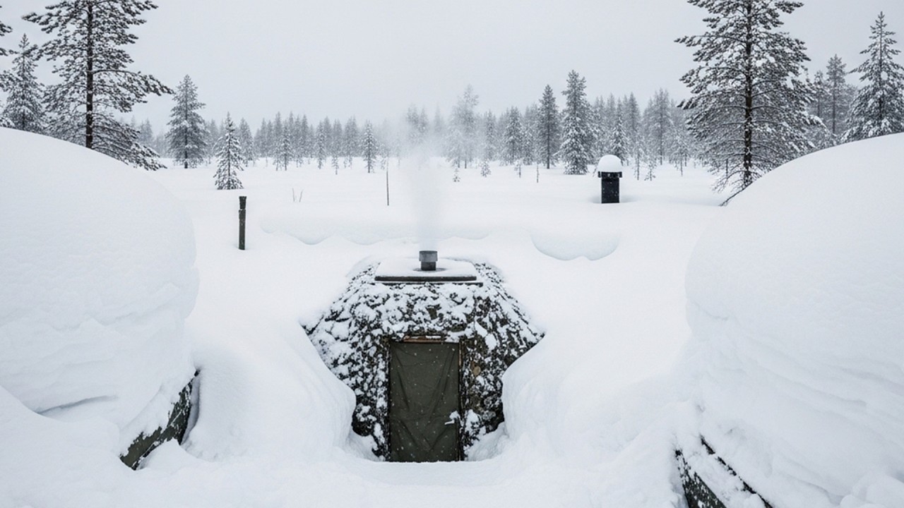 Underground House Buried in Deep Snow – Extreme Winter Survival Shelter