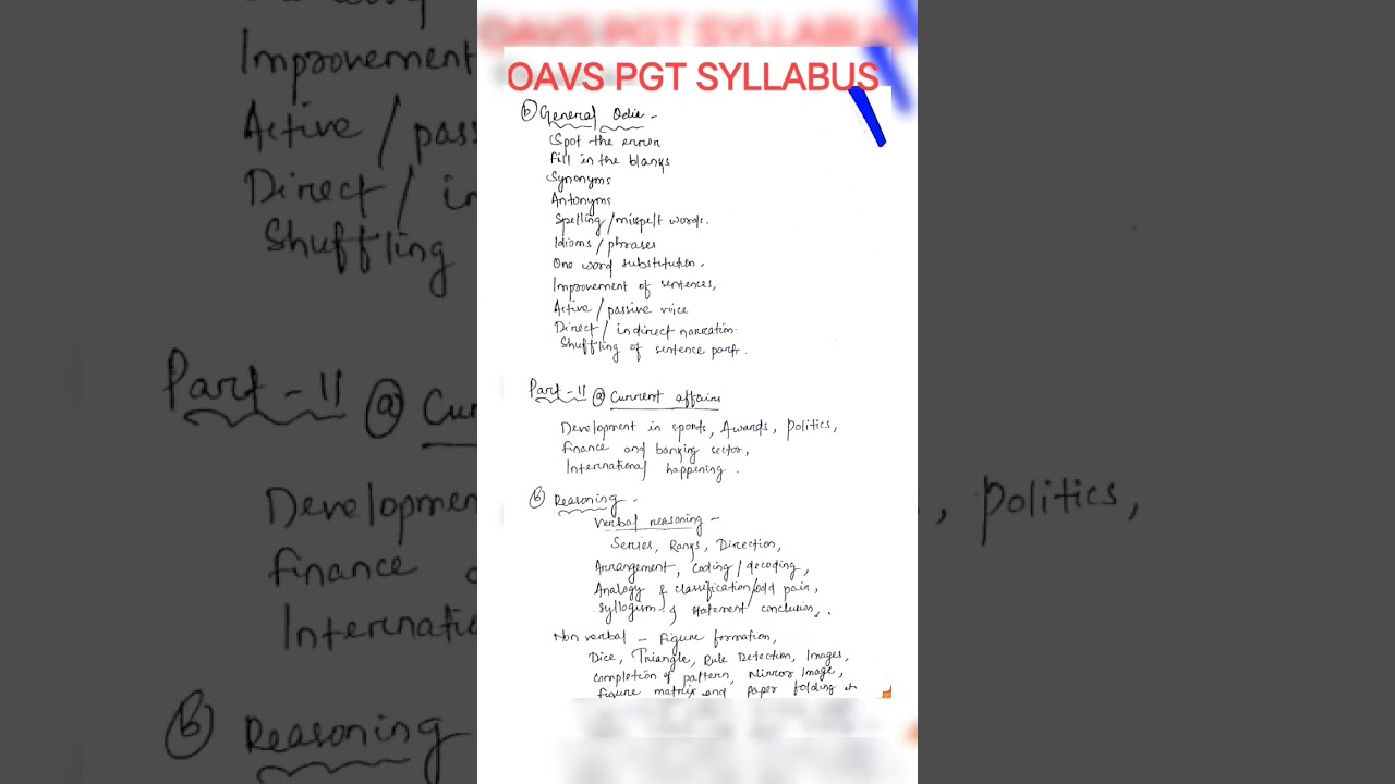 OAVS PGT syllabus। oav recruitments। #2025 #education #shorts #syllabus #adarsha_vidyalaya