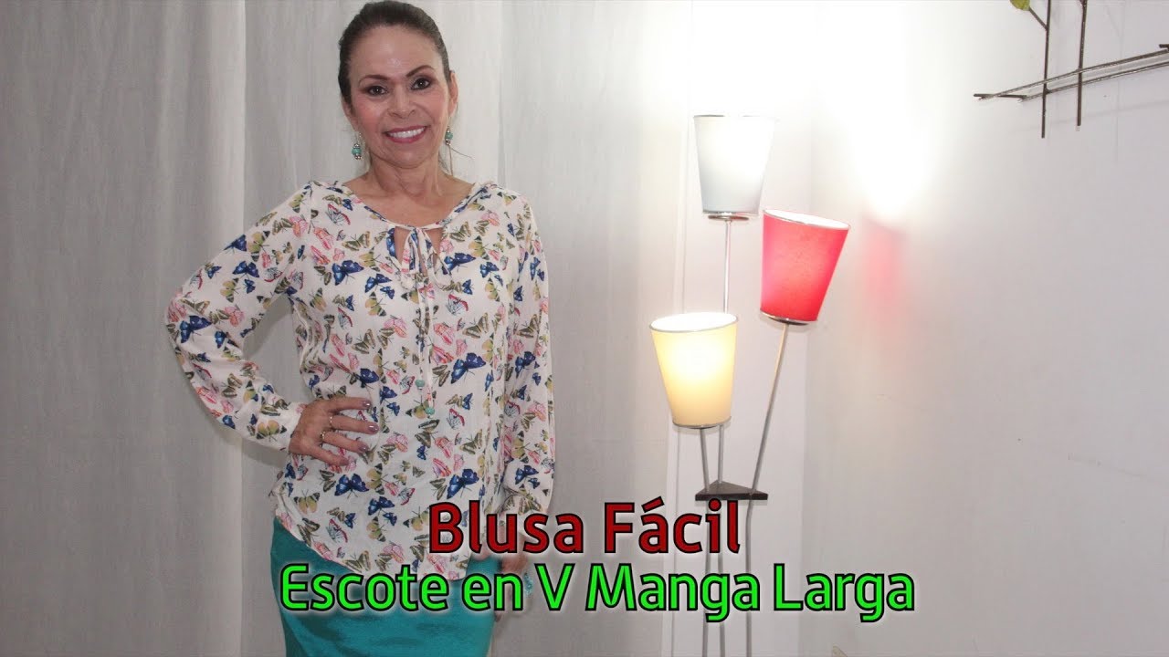DIY Blusa Fácil Escote en V Manga Larga  long sleeve neck sweater- Omira tv