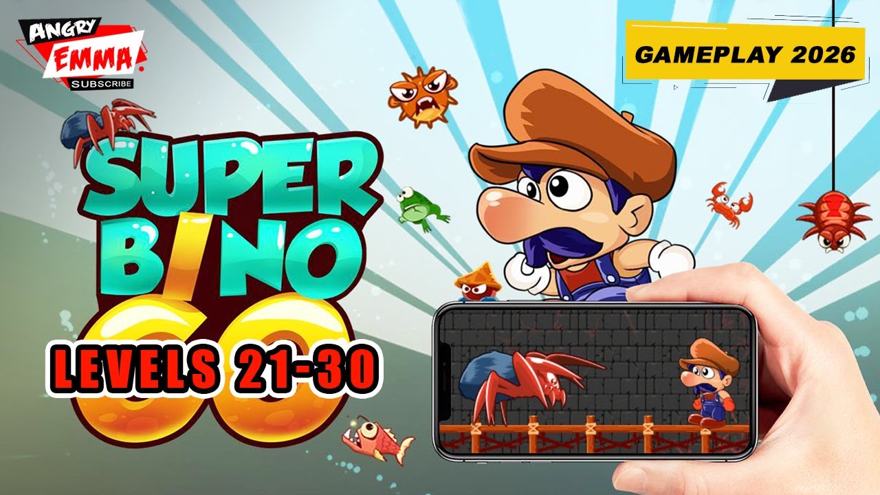Super Bino Go - Levels 21-30 + BOSS (gameplay 2026)
