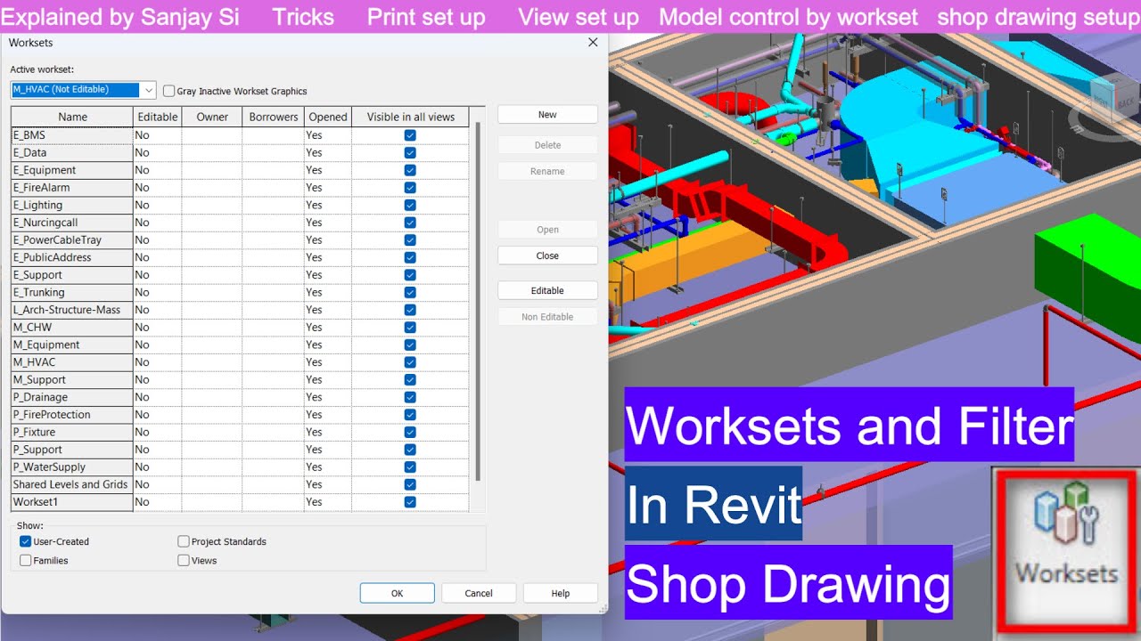 Ep-113 # How to Set Worksets and Filter | In Revit | Shop Drawing setup | Part 20 | By Sanjay Si