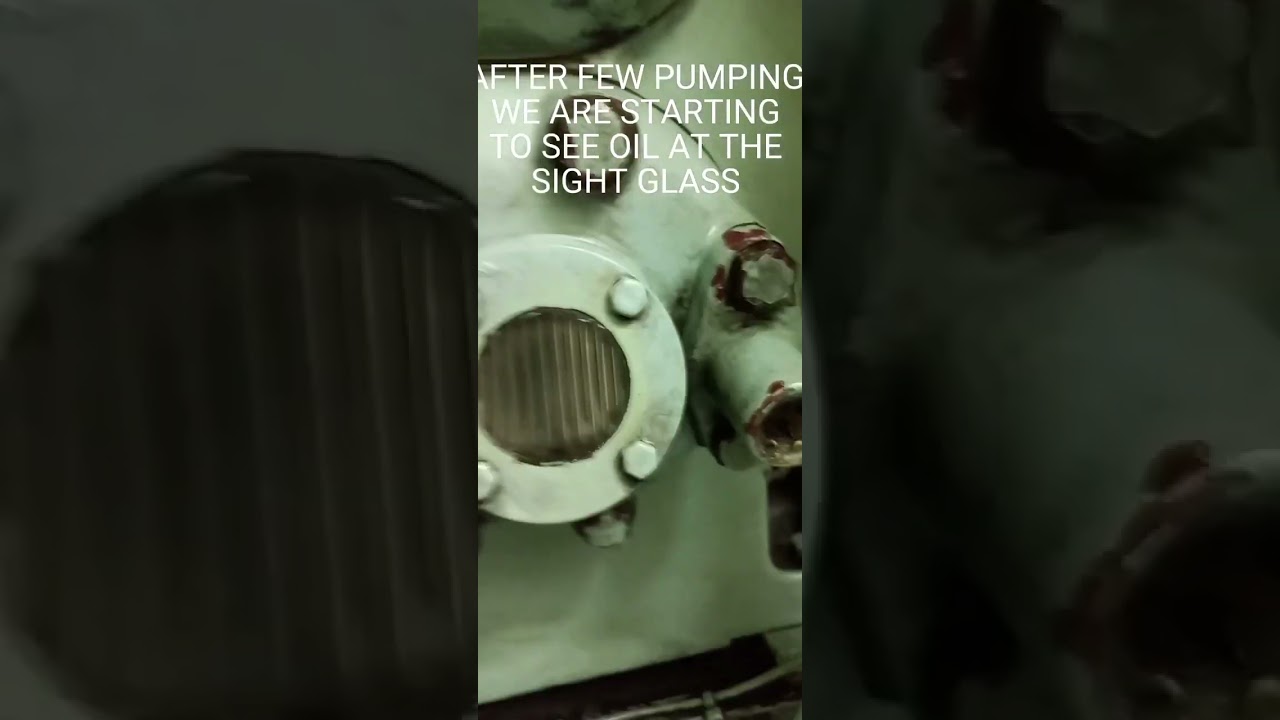 Ship's Aircon Compressor crankcase oil refilling.
