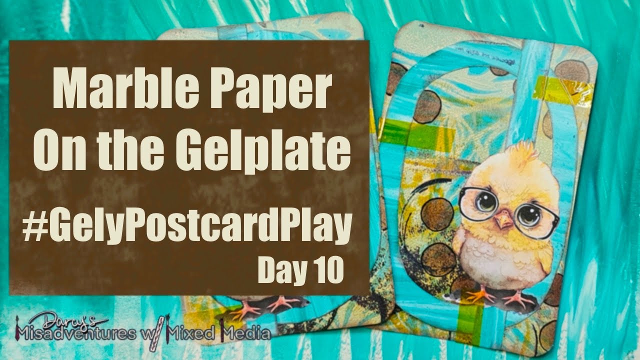 #gelypostcardplay Day 10 Making marbling effects on the gel plate