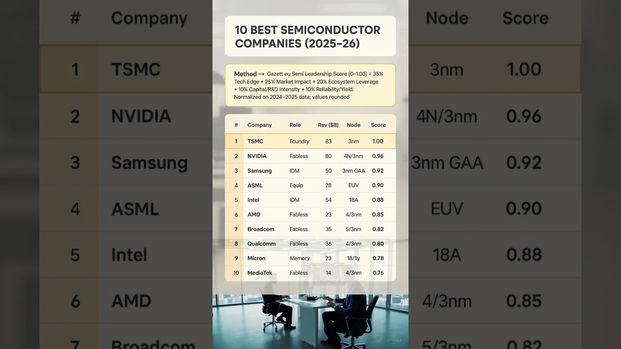 10 Best Semiconductor Companies (2025&ndash;26) #semiconductortechnology #topcompanies
