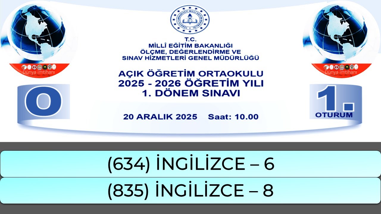 2026 / 1. DÖNEM / AÇIK ÖĞRETİM ORTAOKULU / İNGİLİZCE – 6 ve 8