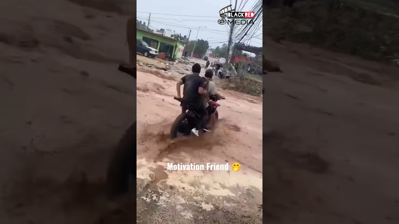 Flood Sweeps Away Their Bike! 😱🌊 They Barely Escape! #Shorts