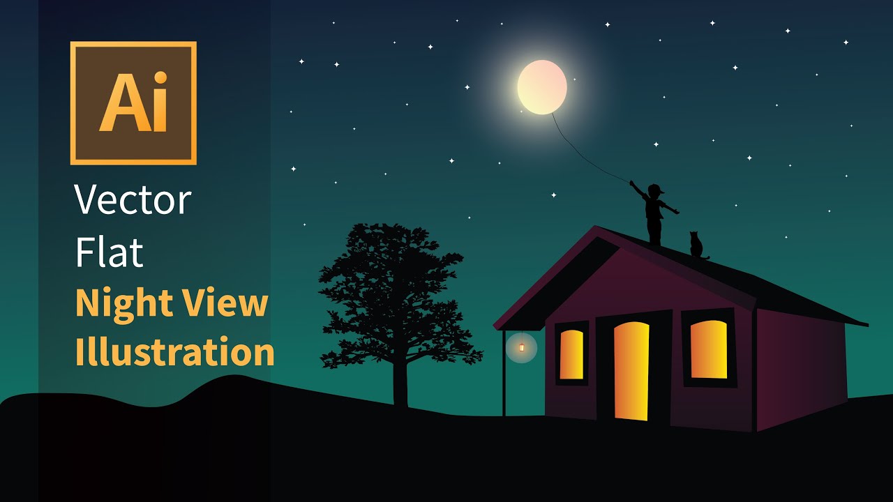 Night View Vector Illustration Tutorial for Beginners | Adobe Illustrator Tutorial