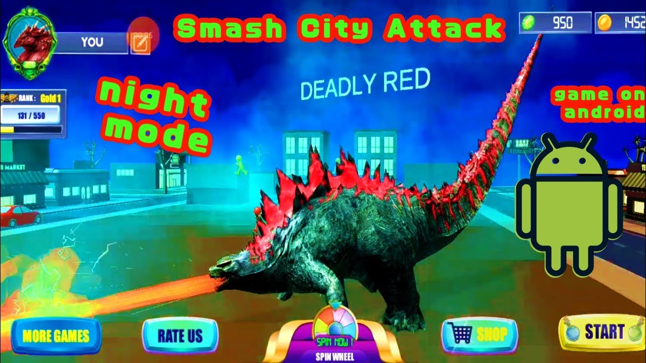 Godzilla Destroys City - Android Gameplay #2 - Smash City Attack - Night Mode