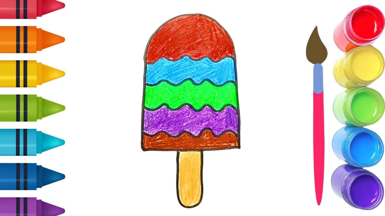 How To Draw cute Ice-cream Drawing, Painting & Coloring For Kids and Toddlers_ Child Art 🐋🌈🎨