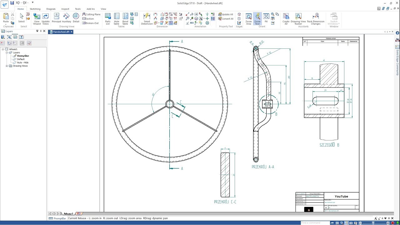 SOLID EDGE ST10 - HANDWHEEL - CONCRETE MIXER - DRAWING