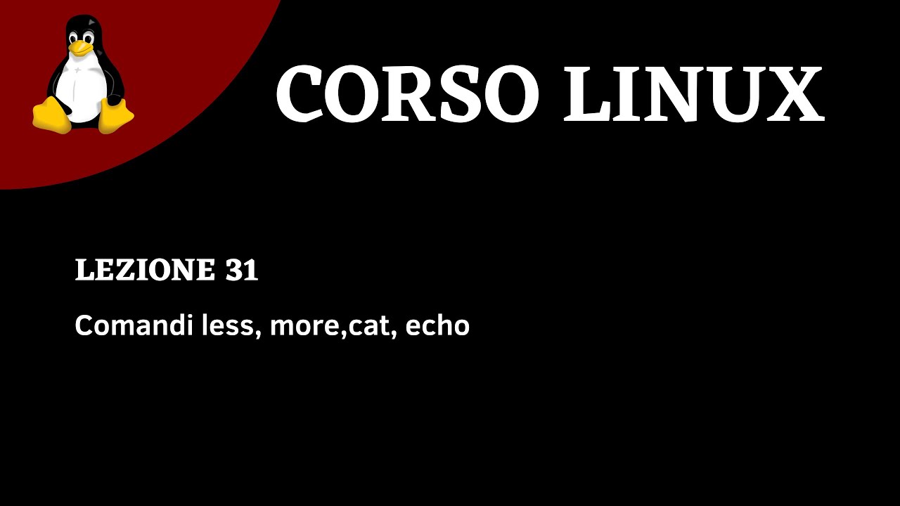 Linux Corso ITA - Lezione 31 -  Visualizzare file di testo: less, more,cat e Stampare stringhe: echo