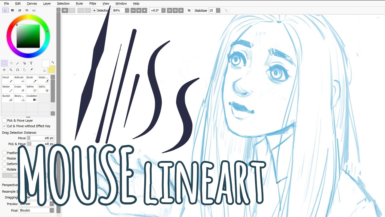 Lineart With a MOUSE ‌• Paint Tool SAI Tutorial