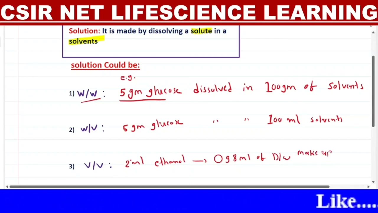 Mole Concept Lec 1 l Molarity #biochemistry #csirnetlifescience #lifescience