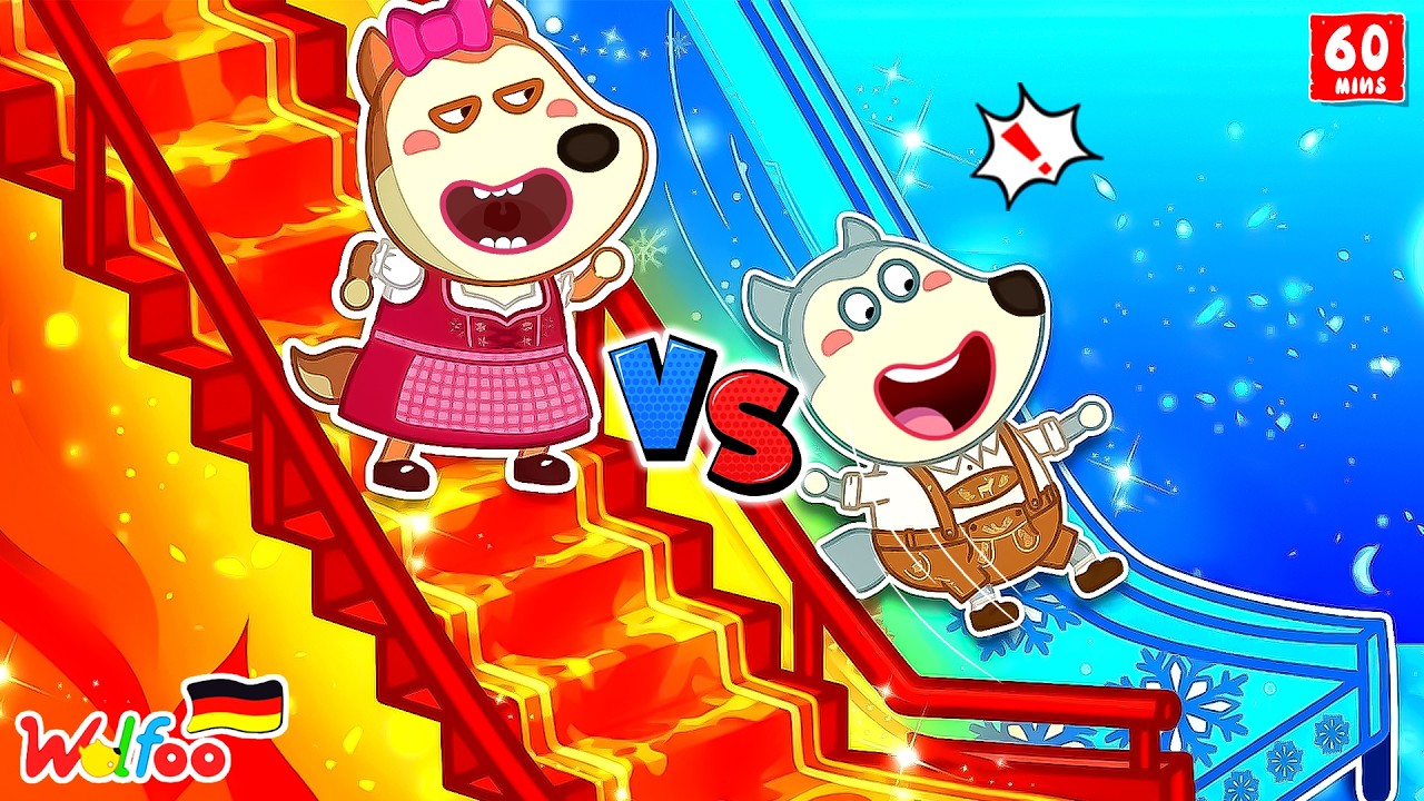 Wolfoo Geschichte 🐺 Heiß vs. kalt DIY-Rutschen-Challenge! Kreativitäts-Challenge für Kinder