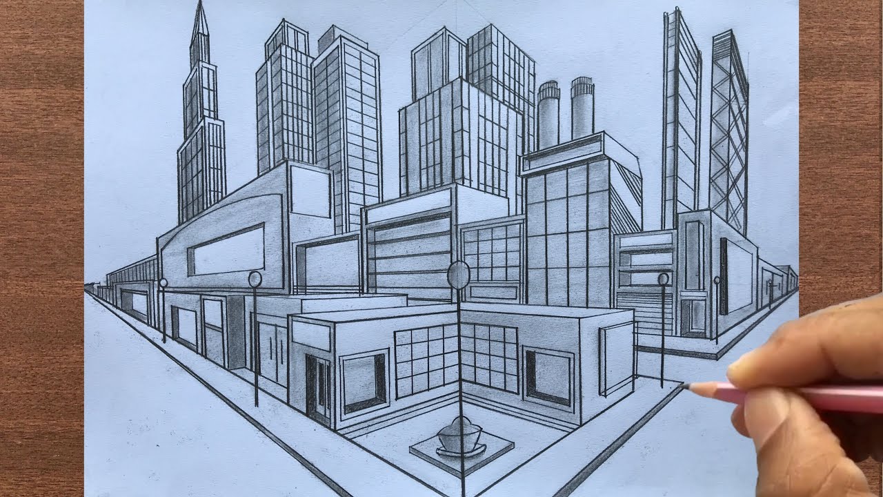 How to Draw a Town in Two-Point Perspective