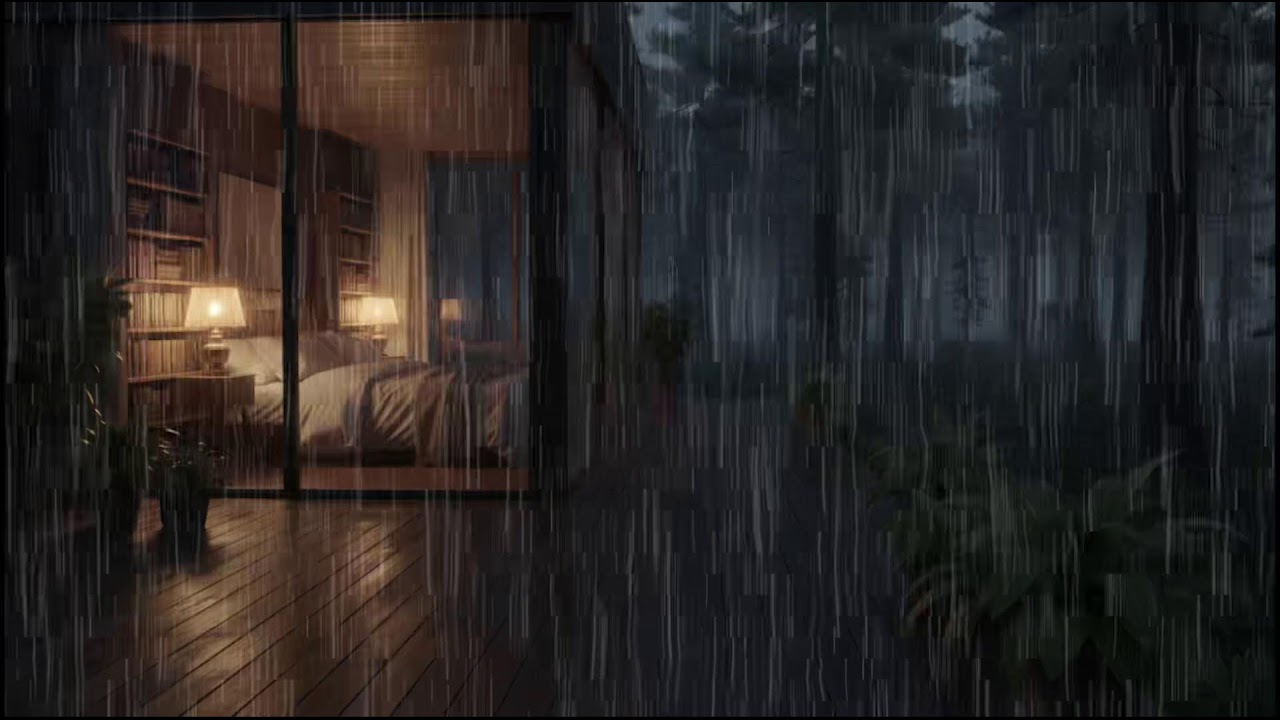 Forest Cabin at Night 🌲 | Gentle rain falling outside, calming rain ambience for peaceful relaxation