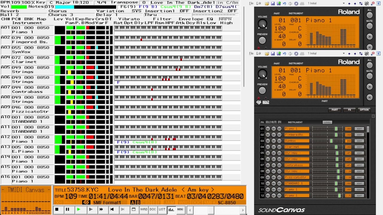 【 MIDI 】 Love In The Dark _ Adele _ Am key    midi伴奏
