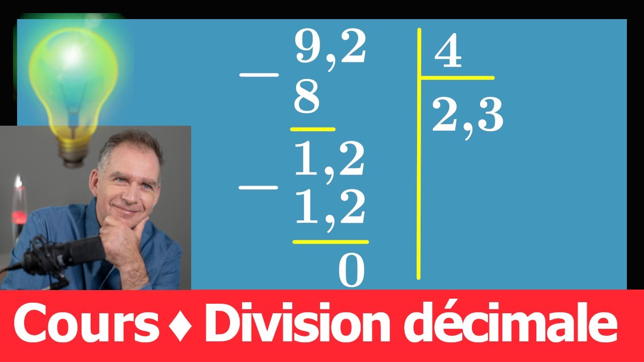 Cours ♦ Poser une Division décimale n ♦ Dividende diviseur quotient reste virgule ♦ Sixième