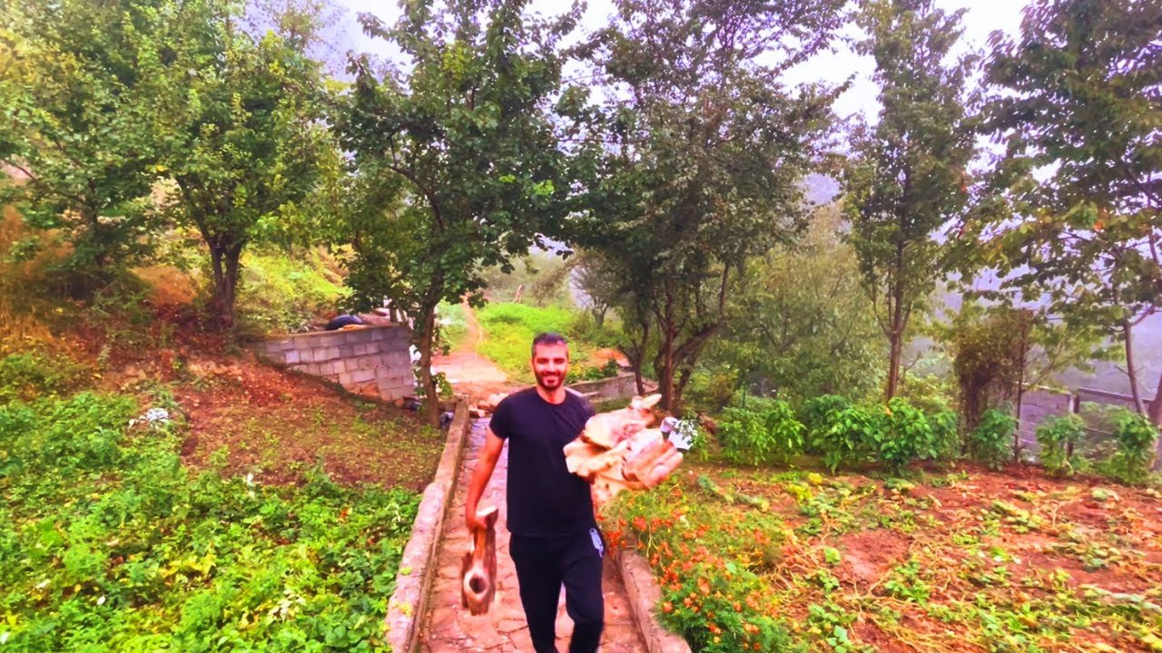 Rainy Village Life | Firewood, Hot Tea & Warm Lunch in the Mountains