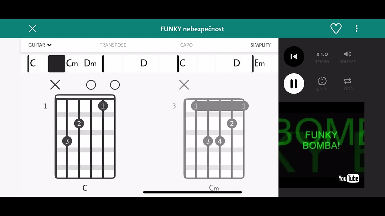 Tutorial Akordy Funky Nebezpečnost 🎸🎸🎸💯
