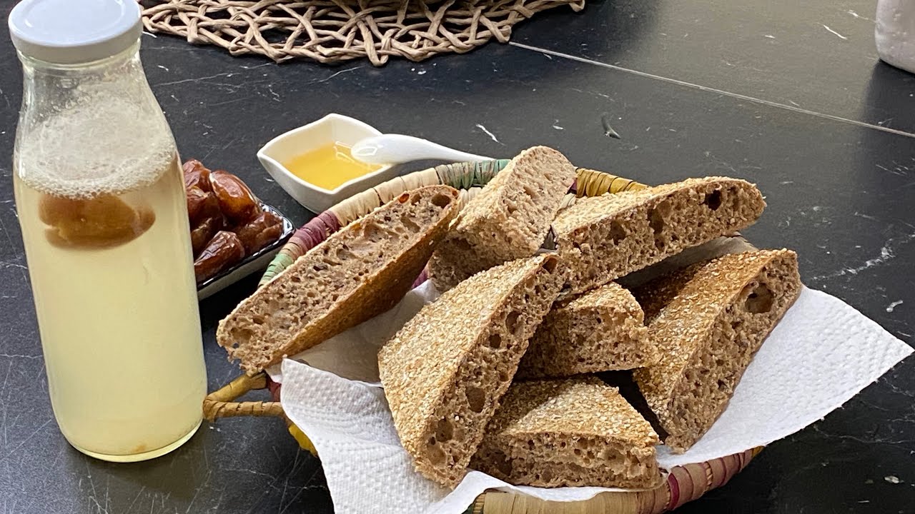 خبزة بالخميرة الطبيعية والقمح الكامل سهلة من داكشي رفيع للفطور والنتيجة مضمونة 👌الجزء الثاني
