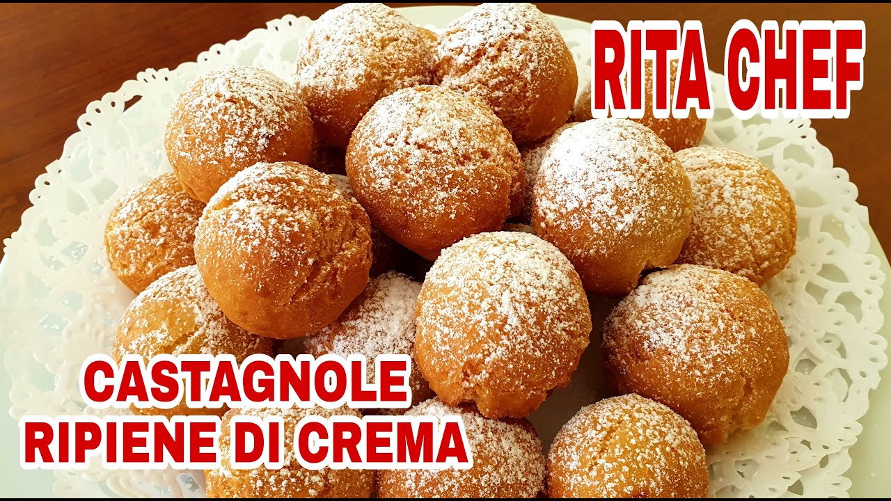 CASTAGNOLE RIPIENE DI CREMA⭐RITA CHEF | Soffici e golose.