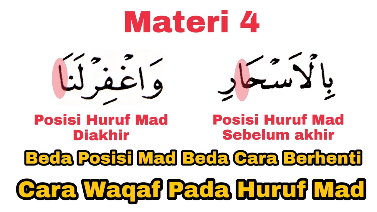 Cara Waqaf (Berhenti) Pada Huruf Mad, Cocok Untuk Pemula + Contoh dan Prakteknya