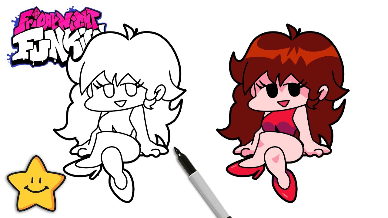 How To Draw Girlfriend 💗 | Friday Night Funkin | FNF