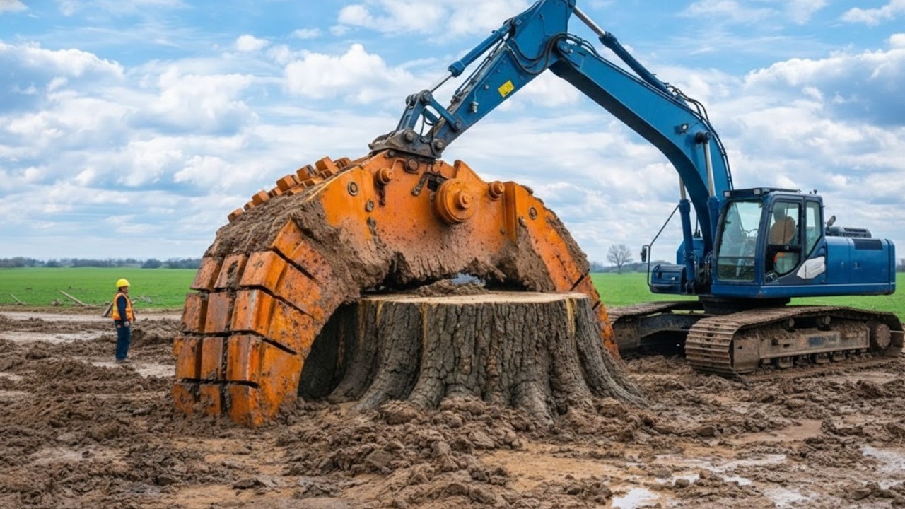 INSIDE MASSIVE TREE FELLING WITH MODERN LOGGING MACHINES (FULL PROCESS)
