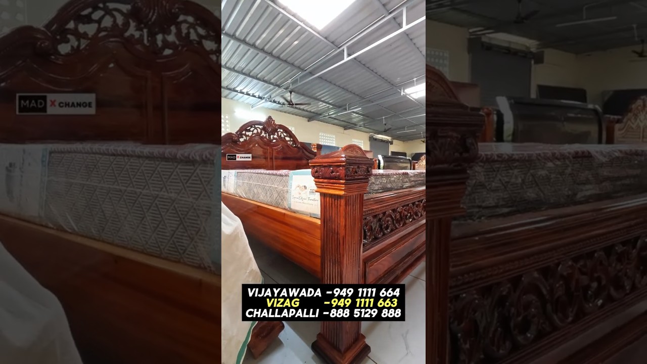 Premium Sheesham Wood Cot with 5 Years Warranty Mattress | Solid Pillar Design