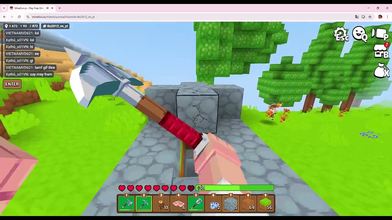 MineFun io  chơi sinh tồn và xây máy fram