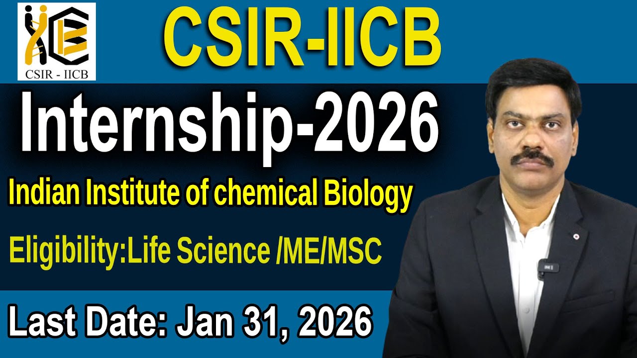 CSIR-IICBInternship-2026Indian Institute of chemical Biology Last Date: Jan 31, 2026| DR .A. SATISH