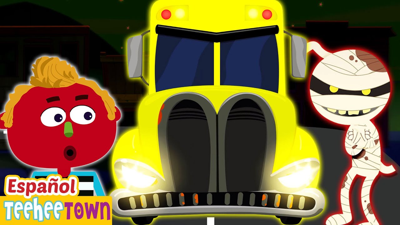 🧟 Las ruedas del autobús con tres criaturas locas 🚌| Canciones Halloween | Pueblo Teehee