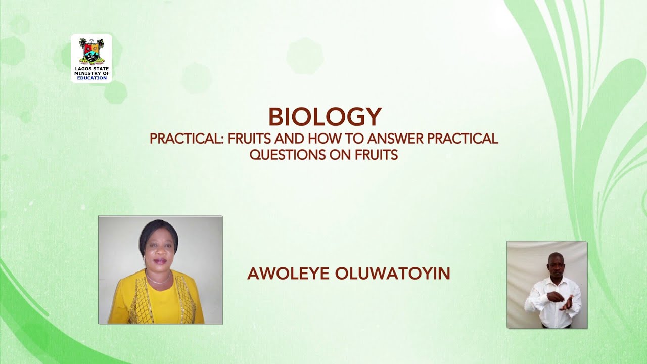 SS3 TV LESSONS BIOLOGY: PRACTICAL BIOLOGY ON FRUITS