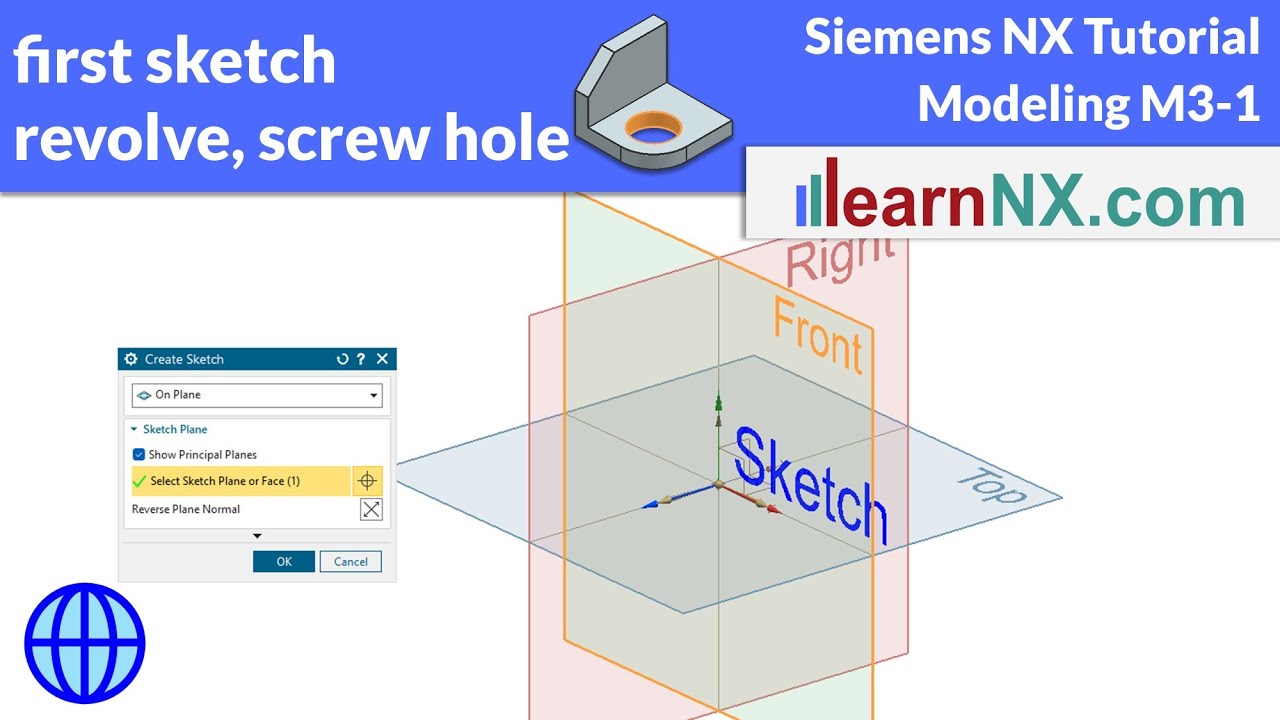 Sketch, revolve and screw hole | Siemens NX Tutorial