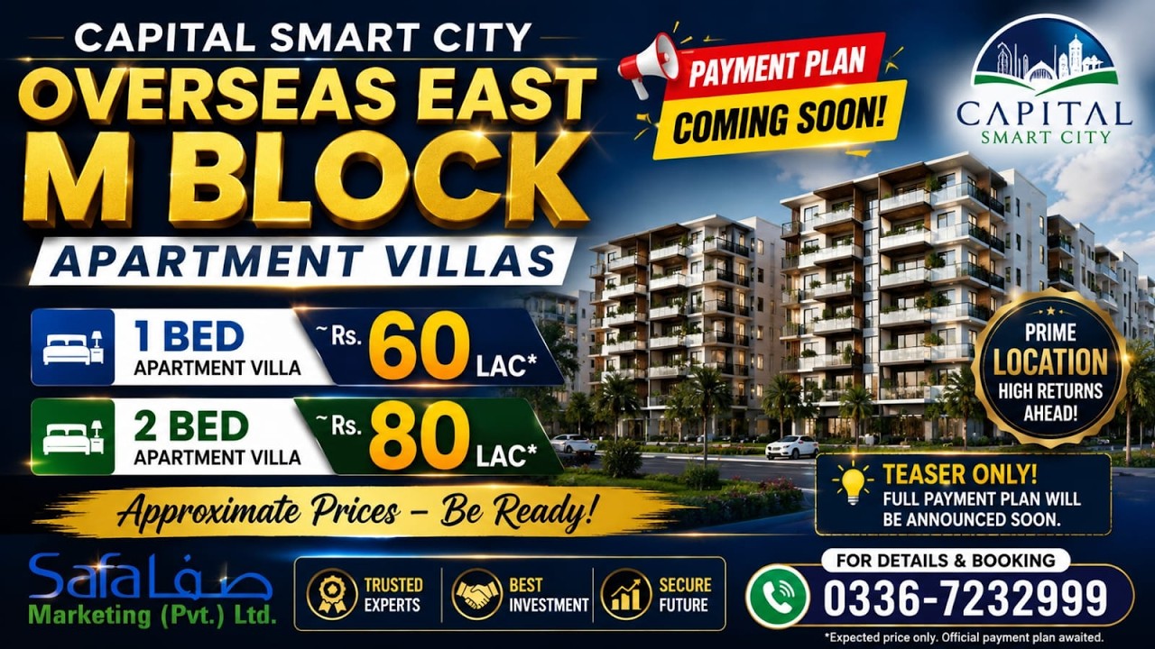 Capital Smart City Islamabad Villa Apartment Pricing