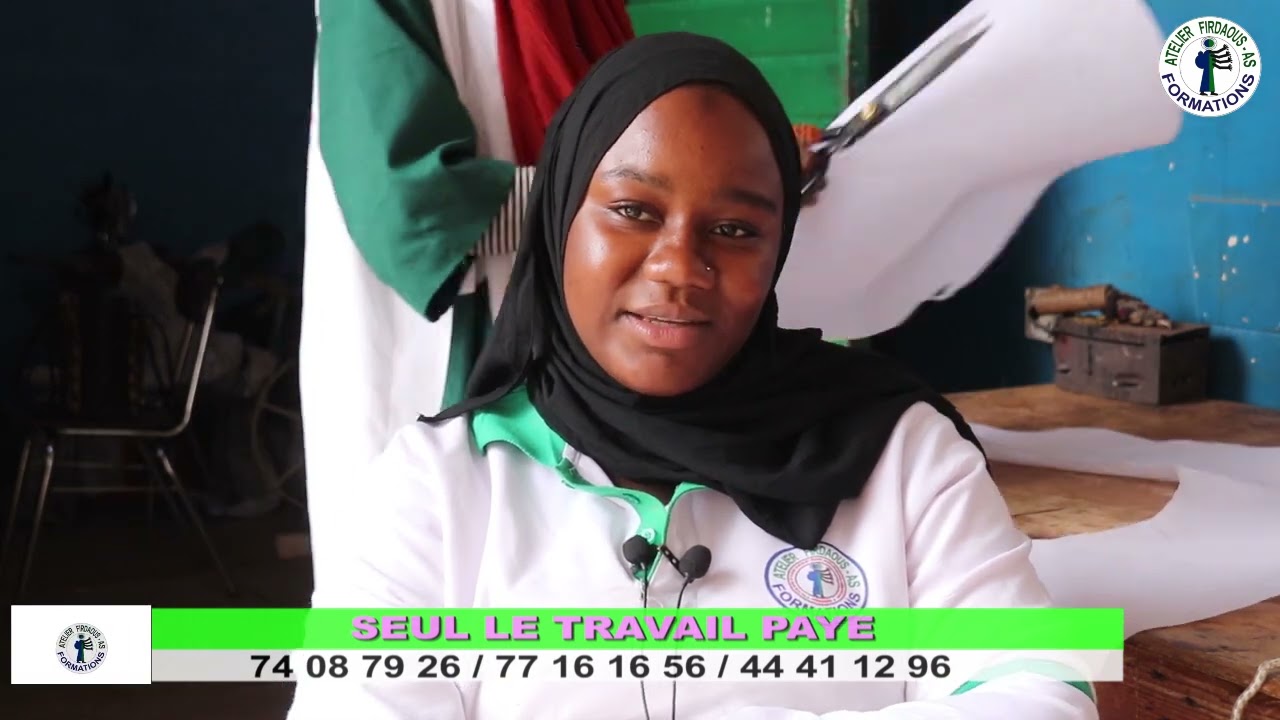 A 2 mois de formation Safiatou Konate nous parle de sa formation en coupe couture écoutons 