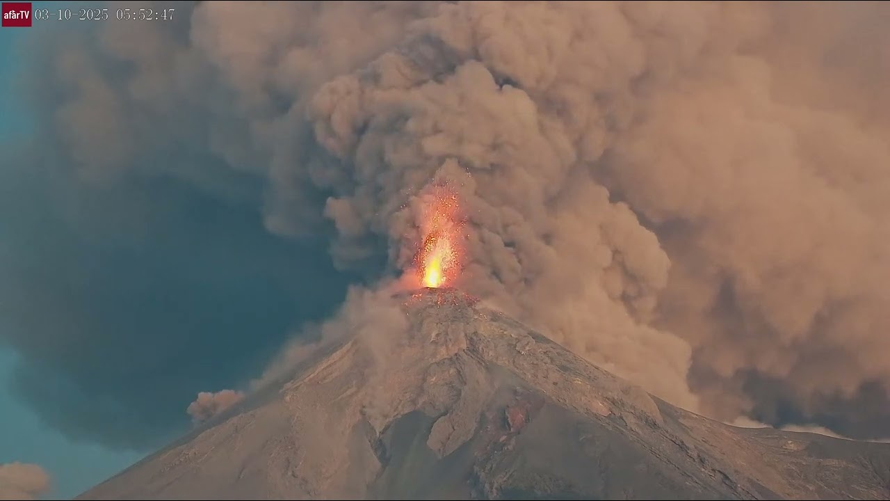 Mar 10, 2025: Fuego's Massive Volcanic Eruption Continuing at Dawn