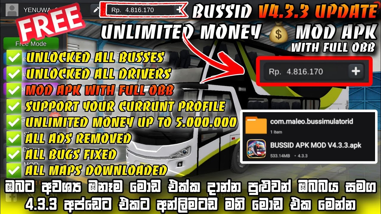 Bus simulator indonesia v4.3.3 update unlimited money mod APK+OBB || all busses and drivers unlocked