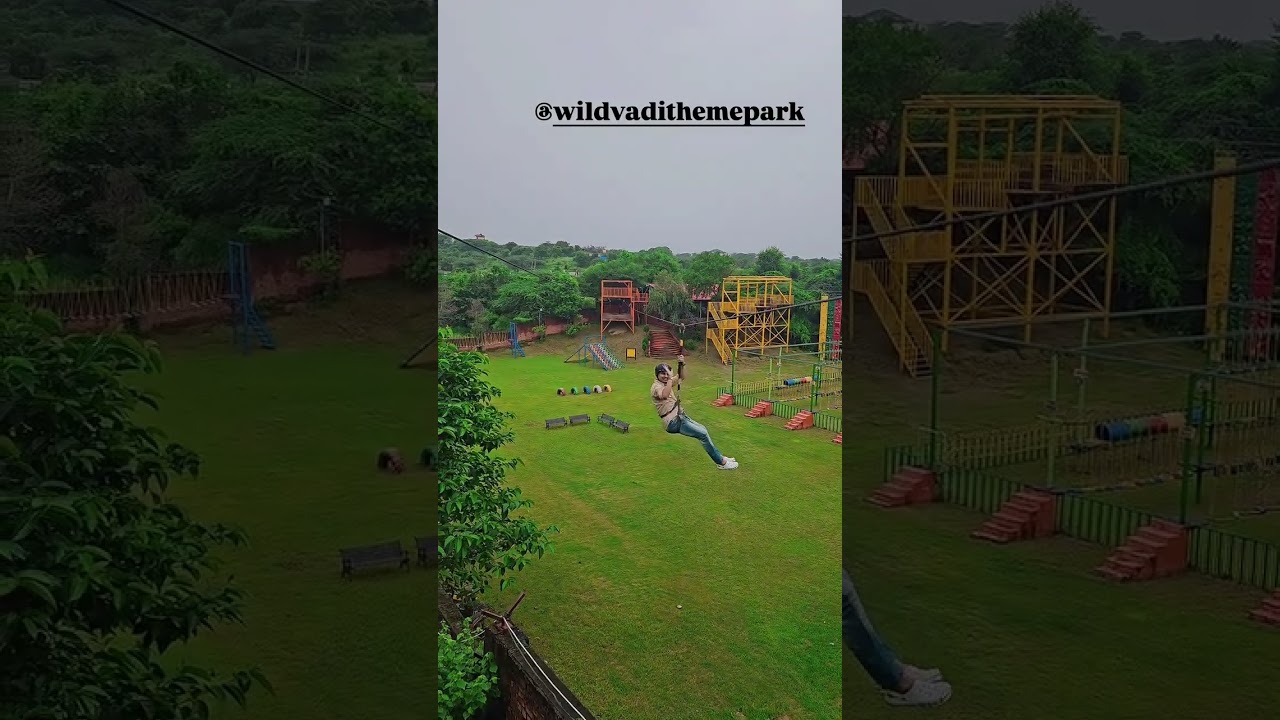 thrilling zipline in gudgav 🤯😨 Wildvadi theme park,  Gurugram 