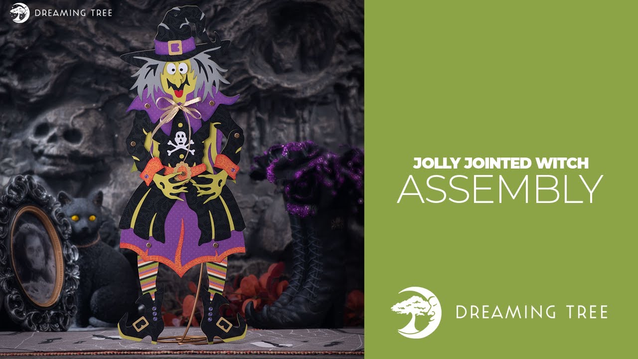 SVG File - Jolly Jointed Witch - Assembly Tutorial (For Cricut, Silhouette, and ScanNCut)