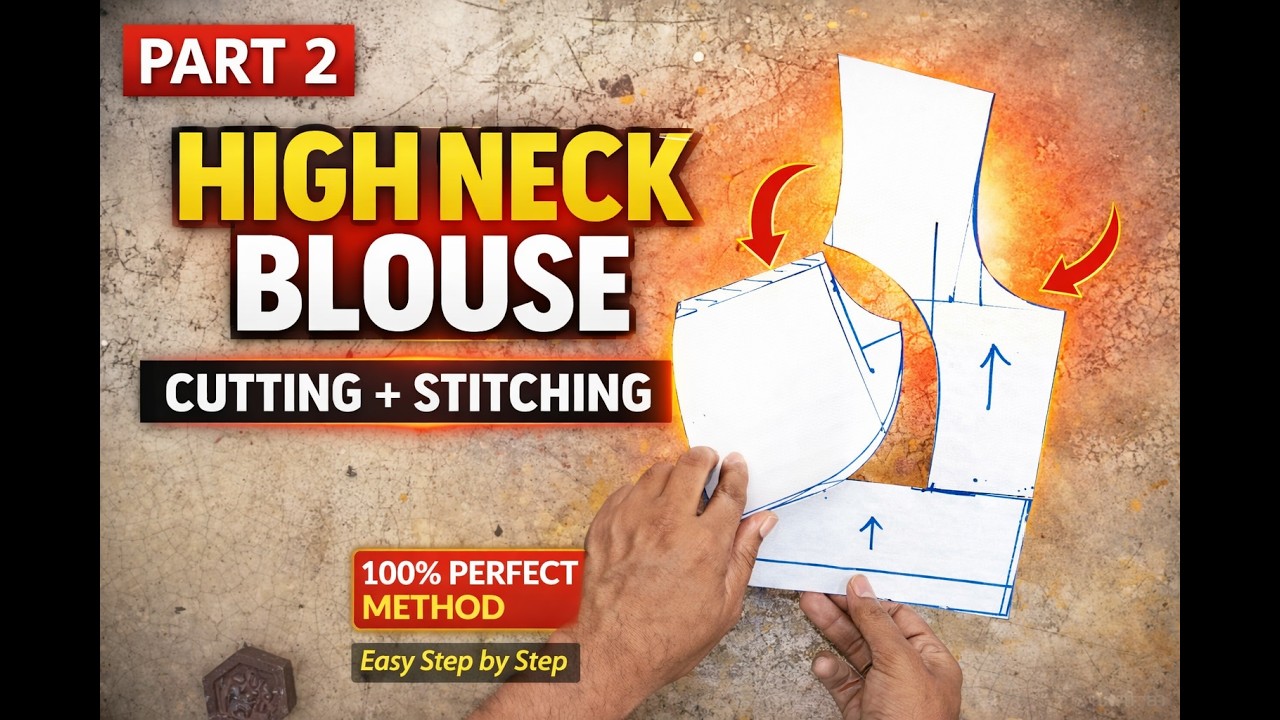 High Neck Blouse Full Tutorial Part 2 | Perfect Cutting & Stitching Method