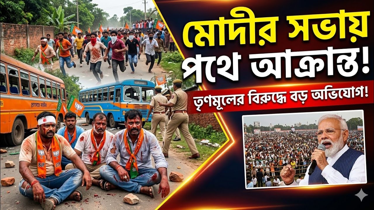 মোদীর ব্রিগেডে যাওয়ার পথে আক্রান্ত বিজেপি কর্মীরা, রণক্ষেত্র উওর থেকে দক্ষিন 