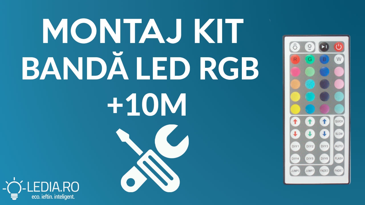 Montaj kit banda LED RGB 5050 12V 10 metri - ledia.ro