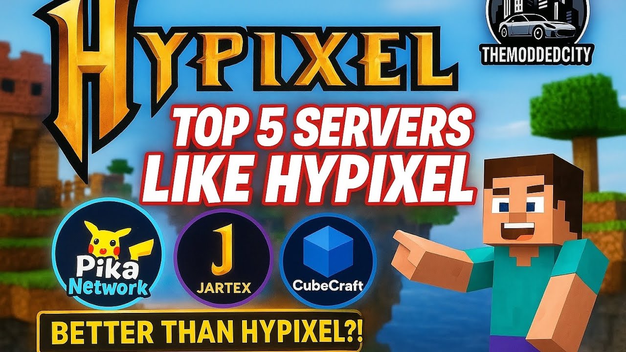 Top 5 Minecraft Servers Like Hypixel (Better Than Hypixel?!) 🔥 | The Modded City 