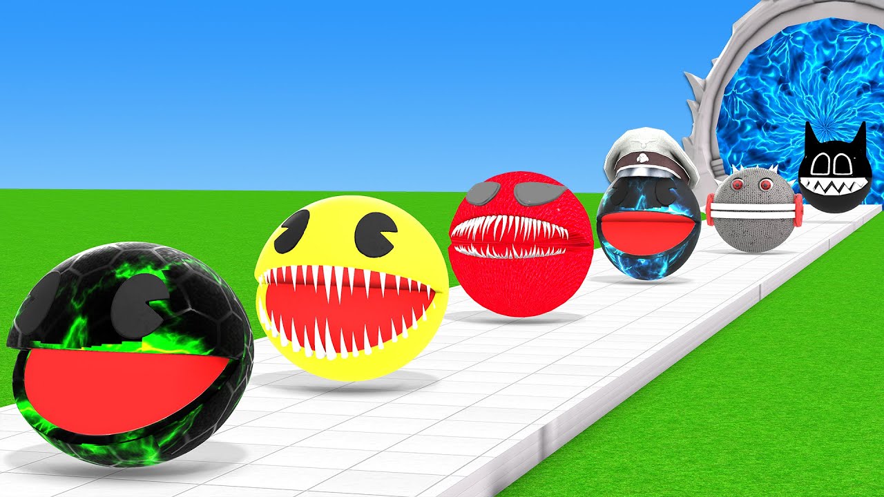Pacman vs Eggs vs Robot Pacman vs MS PACMAN & NEW RED PACMAN VS TWO YELLOW MONSTER PACMAN Fountain C